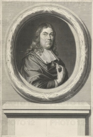 Portrait of Jan de Wys, dealer in dyes in Amsterdam The Netherlands, print maker: Johannes Willemsz. Munnickhuysen, Dating 1664 - 1721