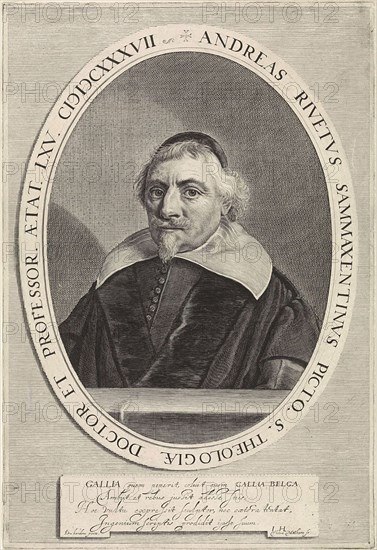 Portrait of André Rivet, Theodor Matham, Monogrammist JH (schrijver), 1637 - 1676