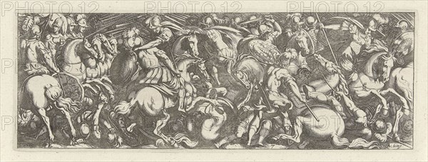 Battle between cavalrymen and infantrymen, Simon Frisius, 1595 - 1628