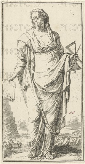 Personification of architecture, print maker: Arnold Houbraken, Leonard Schenk, 1710 - 1719