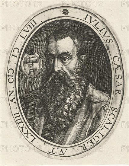 Portrait of Julius Caesar Scaliger, print maker: Zacharias Dolendo, Hendrick Goltzius, c. 1590 - c. 1601