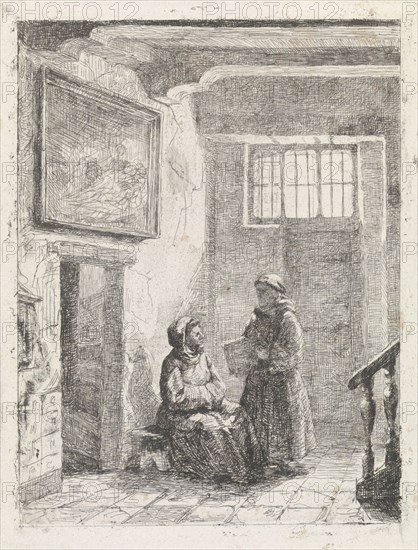 Sitting and standing monk, David van der Kellen (III), 1858