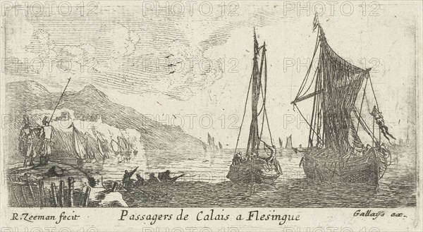 Spring Vessels between Calais and Flushing, Vlissingen, print maker: Reinier Nooms, Pierre Gallays, 1650 and/or 1702 - 1714