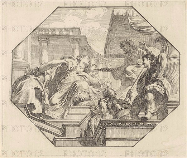 Esther before King Ahasuerus, Jacob de Wit, 1705 - 1754