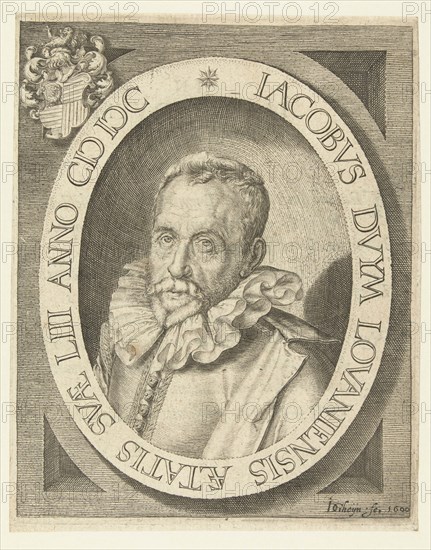 Portrait of Jacob Duym at the age of 53, Jacob de Gheyn II, Bonaventura Vulcanius, 1600