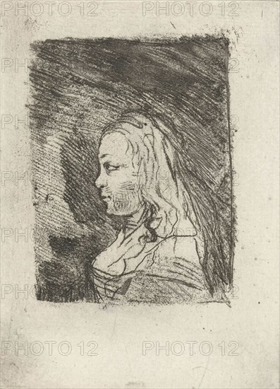 Bust of a young woman in profile to the left, Louis Bernard Coclers, 1756-1817