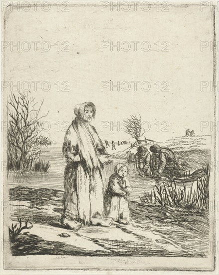 Beggar Star with child in a ditch, Louis Bernard Coclers, 1756 - 1817