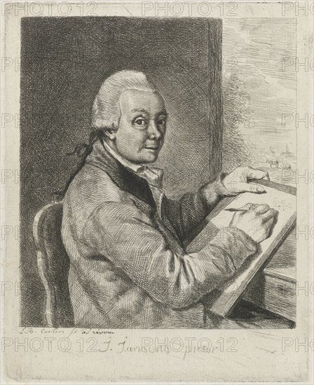 Portrait of the artist John Janson, characteristic, Louis Bernard Coclers, c. 1769 - c. 1787