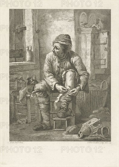 Man binds his leg, Johannes Schoenmakers, 1789