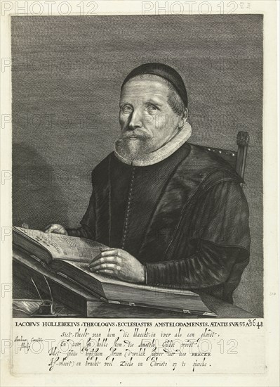 Portrait of James Hollebeek, print maker: Abraham J. Conradus, 1648