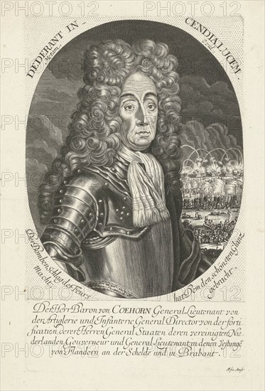 Portrait of Baron Menno van Coehoorn, Cornelis Apeus, 1665 - 1688