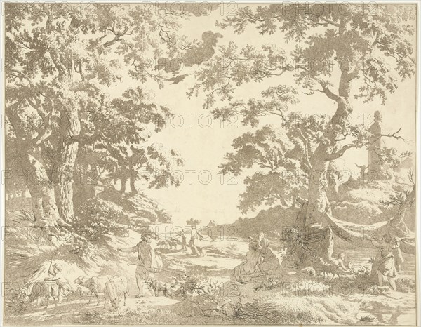 Arcadian landscape with Janus Picture, Hermanus Fock, 1781 - 1822