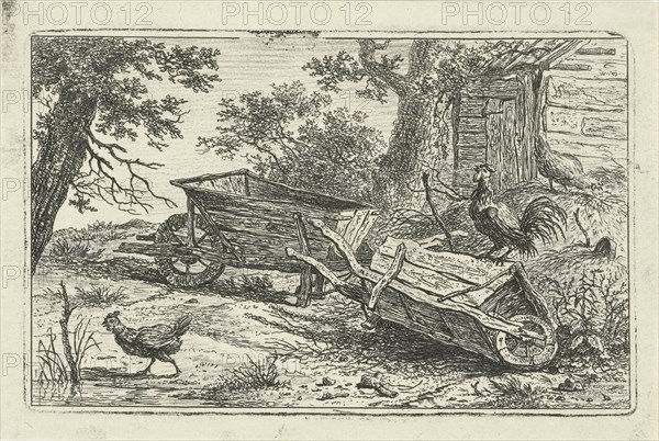 Two wheelbarrows, Hermanus Fock, 1781 - 1822