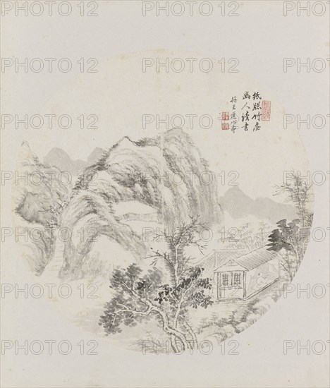 Album page, chinese painting. landscape in China,  Hui Nian, 1850 - 1900