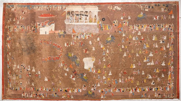 Maharana Sangram Singh of Udaipur Entertaining Members of the Dutch East India Company led by Johan Josua Ketelaar in 1711, Anonymous, Maharana Rana Sangram Singh II, c. 1711, India