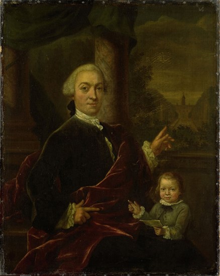Family Portrait of Jan van de Poll, Banker and Burgomaster of Amsterdam with his young Son Harman, Jan Maurits Quinkhard, 1755