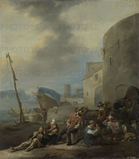 Italian Harbor, Italy, Johannes Lingelbach, 1650 - 1674
