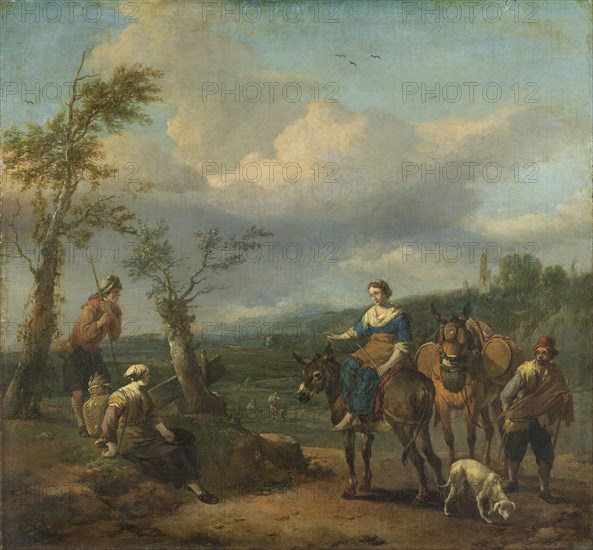 Italian Landscape with Figures, Johannes Lingelbach, 1650 - 1674