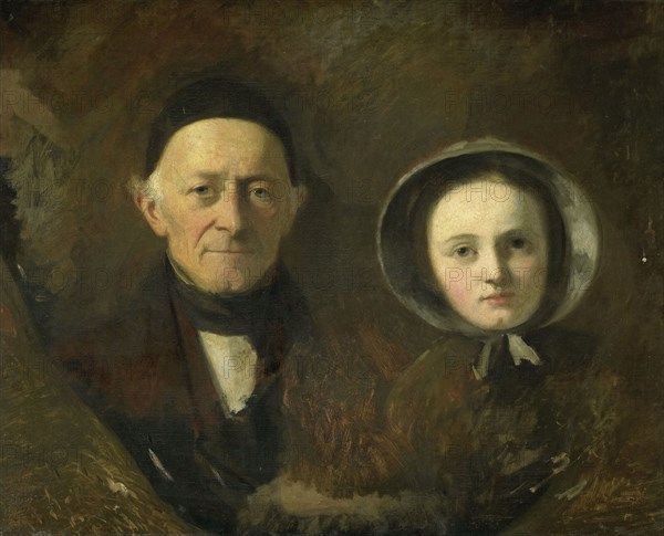 Portrait of Johann Joseph Hermann, the Artist's Father-in-Law, with his Grandchild Ida Schwartze, the Artist's oldest Daughter, Johann Georg Schwartze, 1844 - 1857