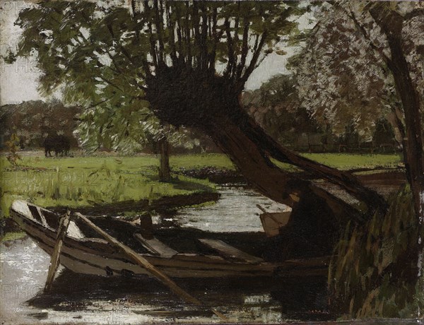 Boat with a Pollard Willow, Matthijs Maris, 1863