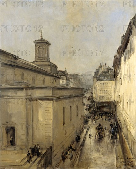 View of the Church of Notre Dame de Lorette and the Rue Fléchier, Paris France, Antoine Vollon, c. 1860 - c. 1900