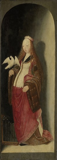 Saint Cecilia, right wing of a triptych, attributed to Master of the Brunswick Diptych, 1490 - 1500