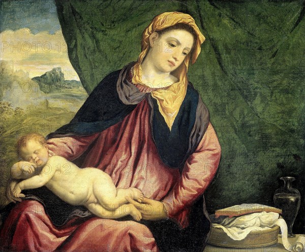 Virgin with Sleeping Child, Paris Bordone, 1540 - 1560