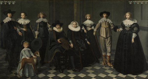 Portrait of the Family of Dirck Bas Jacobsz, Burgomaster of Amsterdam, Dirck Dircksz. van Santvoort, 1634 - 1635