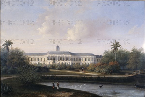 Rear View of Buitenzorg Palace before the Earthquake of 10 October 1834, Kota Bogor Java Indonesia, Willem Troost (II), 1834 - 1836