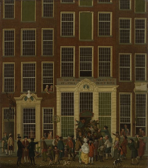 The Bookshop and Lottery Agency of Jan de Groot in the Kalverstraat in Amsterdam, The Netherlands, Isaac Ouwater, 1779