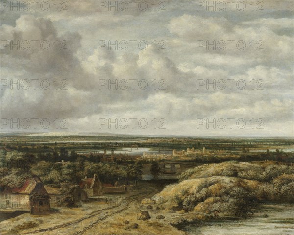 Distant View with Cottages along a Road, Philips Koninck, 1655