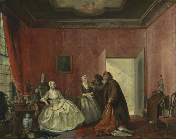 The Spendthrift or the Wasteful Woman, act III, scene V, from the Play by Thomas Asselijn, Joanna and the Polish Jewish Traders, Cornelis Troost, 1741