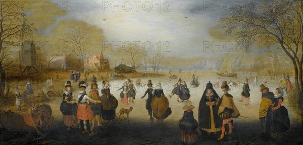Winter Landscape with Skaters, Adam van Breen, c. 1615 - c. 1620