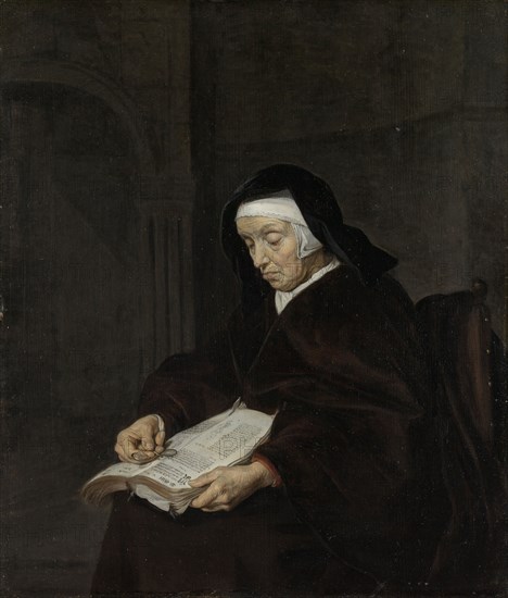 Old Woman Meditating, GabriÃ«l Metsu, c. 1661 - c. 1663