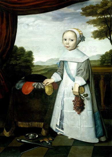 Portrait of Johannes van Rees as a Child, Half Brother of Elisabeth van Oosten, formerly entitled Portrait of a Boy perhaps from the van Riebeeck Family, attributed to Willem Jansz. Ploy, 1663