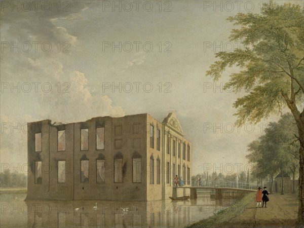 Berckenrode Castle in Heemstede after the Fire, The Netherlands, Jan ten Compe, 1747