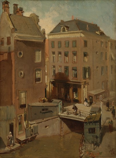 The Osjessluis near Kalverstraat in Amsterdam, The Netherlands, Charles Rochussen, 1855