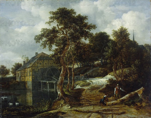 Landscape with watermill, Jacob Isaacksz. van Ruisdael, 1661