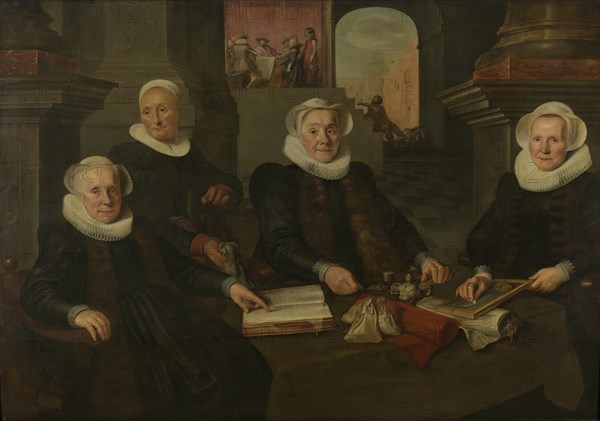 Three Regentesses and the â€òHouse Motherâ€ô of the Amsterdam Lepersâ€ô Asylum, Werner van den Valckert, 1624