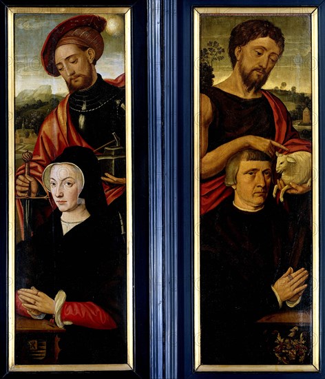 Two Wings of a Triptych with Portraits of Donors with Saints Adrian and John the Baptist, attributed to Pieter Pourbus, 1530 - 1550