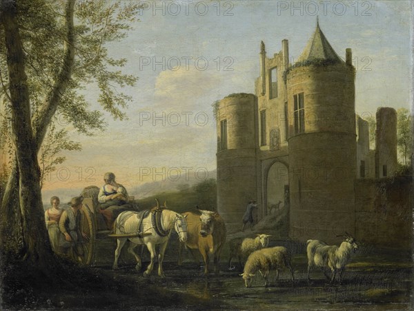 Entrance Gate of Egmond Castle, The Netherlands, Gerrit Adriaensz. Berckheyde, 1670 - 1698