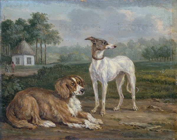 Two dogs, Jan Dasveldt, 1810 - 1855