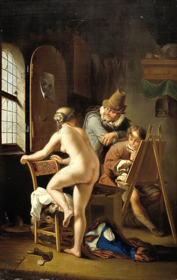 The Painter and his Model, copy after Arnold Houbraken, c. 1690