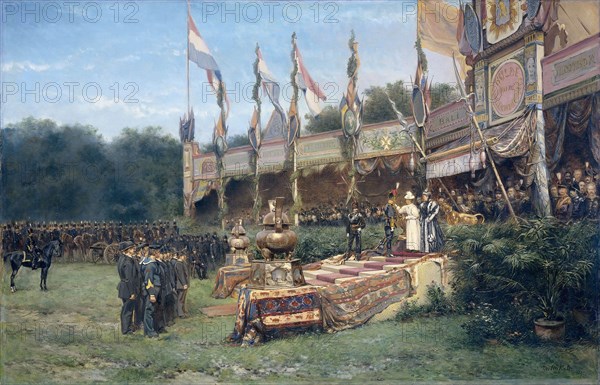 Presentation of the Lombok Cross by Queen Wilhelmina on the Malieveld Hague, 6 juli 1895, The Netherlands, Mari ten Kate, 1895