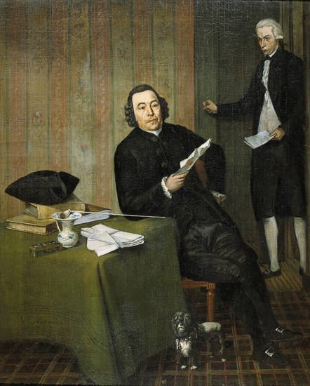 Portrait of the Haarlem Notary Wernerus KÃ¶hne with his Clerk Jan Bosch, The Netherlands, Wybrand Hendriks, 1787