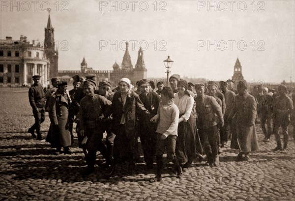 Saturdays volunteers on the 1st of May, Kremlin, Moscow Russia. Bolshevik Festivals, 1917-1920, History of the Russian Revolution