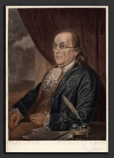 Max Rosenthal after Charles Willson Peale, Benjamin Franklin, American, 1833 - 1918, 1901, color mezzotint on China paper