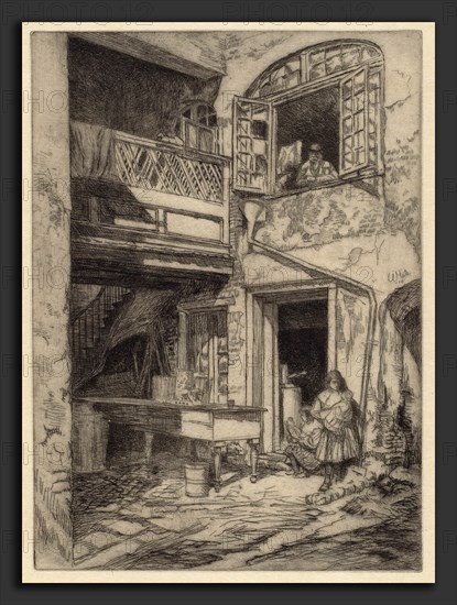 Charles Henry White, An Old Courtyard (New Orleans), American, born Canada, 1878 - 1918, 1906, etching