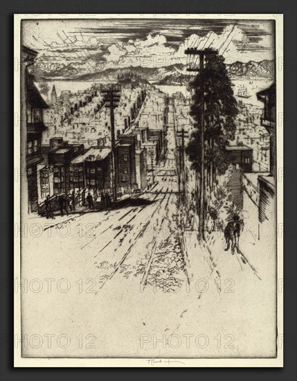 Joseph Pennell, Down and Up the Hills to the Bay, San Francisco, American, 1857 - 1926, 1912, etching