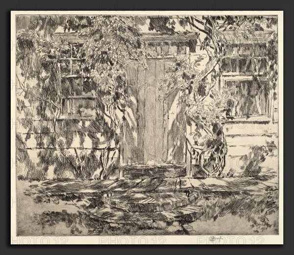 Childe Hassam, Old Doorway, East Hampton, American, 1859 - 1935, 1920, etching in black on wove paper